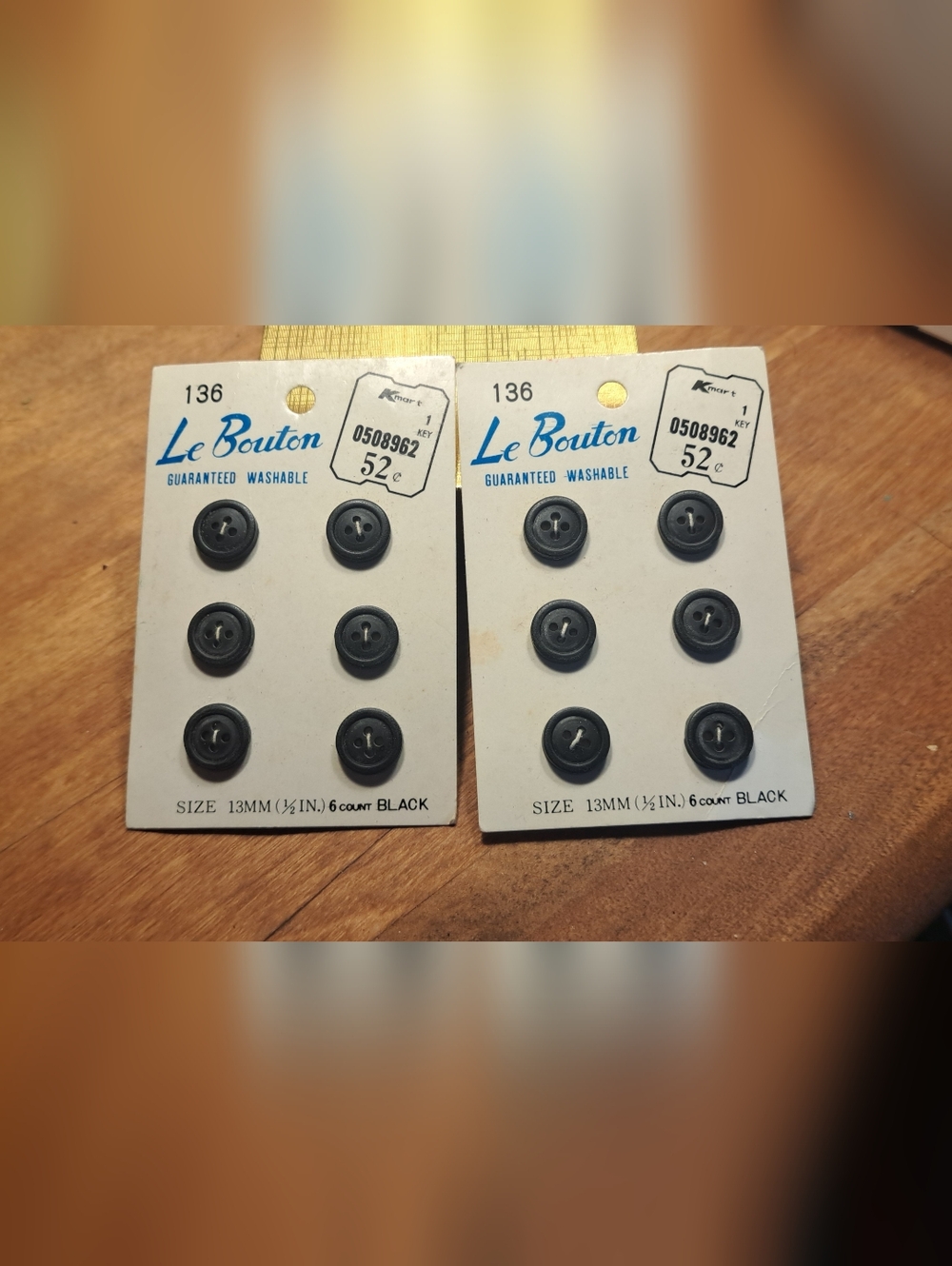 Black Sewing Buttons Pack - 13mm (6 Count)